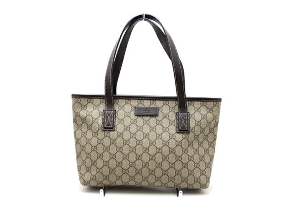 Gucci GG Supreme Tote Bag Beige Cream Brown